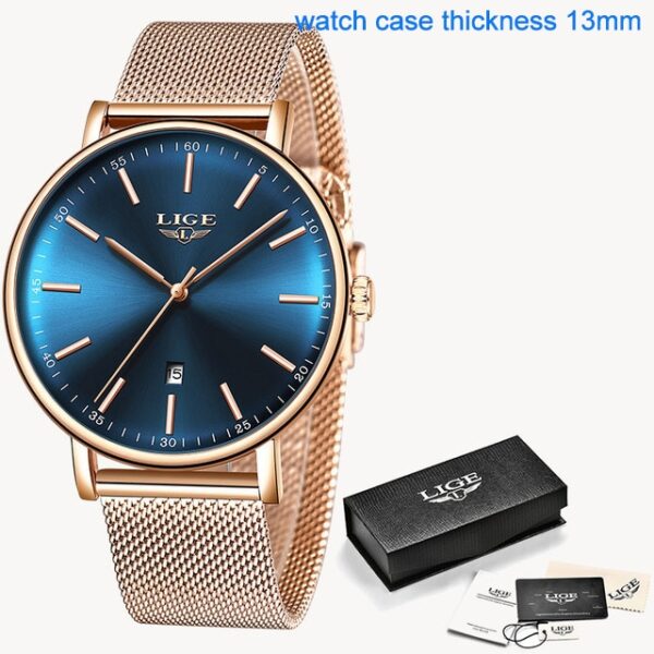 Women Watch Bracelet Quartz Clock Movement Simple Waterproof Rose Gold Stainless Steel Mesh Ladies Watches - Image 10