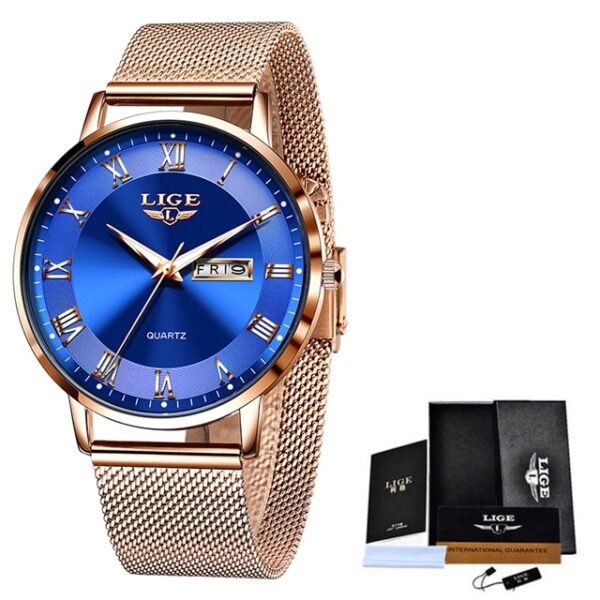 Brand LIGE Women Watch Rose Gold Montre Femme Women  Ultra-thin Fashion Relojes Para Mujer Luxury Lady Wrist Watches Reloj Mujer - Image 2