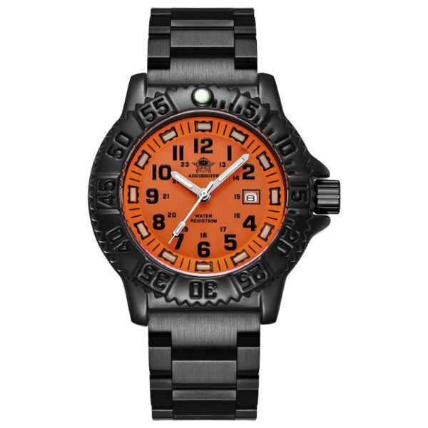 Addies Dive Men Fashion Casual Watch Calendar Display 50m Waterproof Tube Luminous Watch Orange Dial Rotating Bezel Quartz Watch - Image 13