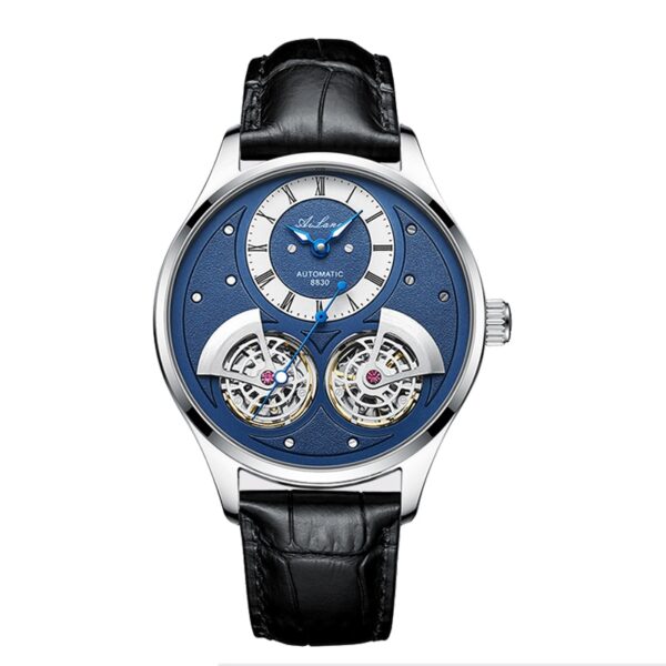 Double Pendulum Hollow Tourbillon Men Automatic Mechanical Watch Deep Waterproof Leather Watch - Image 3