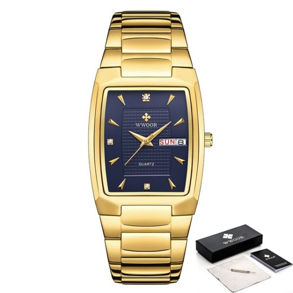 New Square Watch Men - Luxury Stainless Steel Gold Quartz Wristwatch - Image 6