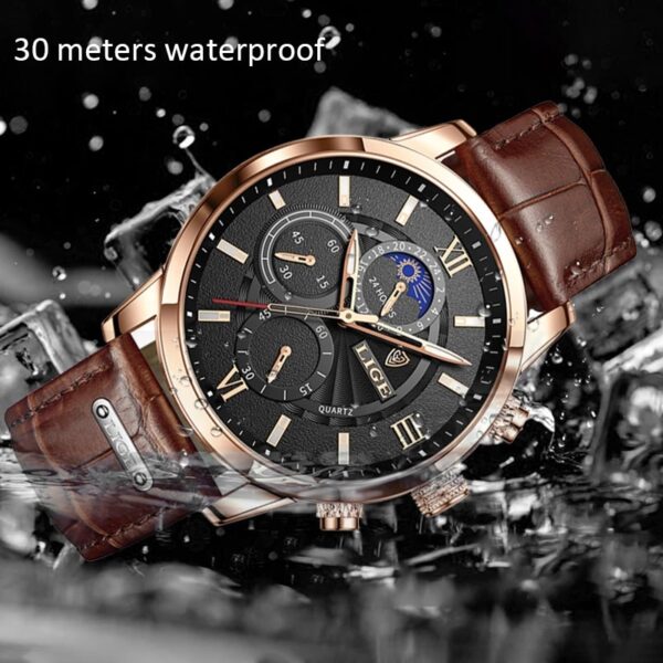 New LIGE Men's Watches Top Brand Luxury Men Wrist Watch Man Leather Quartz Watch Sports Waterproof Male Clock Relogio Masculino - Image 12