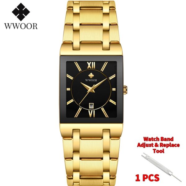 Relogio Masculino WWOOR Gold Watch Men Square Mens Watches Top Brand Luxury Golden Quartz Stainless Steel Waterproof Wrist Watch - Image 24