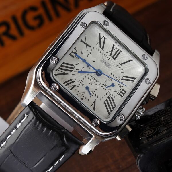 Classic Mechanical Watch Top Brand Men Roman Numerals Skeleton Watches Male Square Rectangular Clock Hombre Relogio Masculino - Image 4