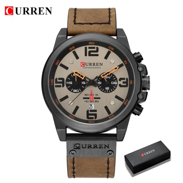 Men Watches Top Luxury Brand Waterproof Sport Wrist Watch Chronograph Quartz Military Genuine Leather Relogio Masculino - Image 4