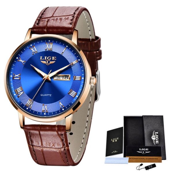 LIGE Brand Women Watches Ultra-thin Luxury Quartz Watch Fashion Ladies Clock Stainless Steel Waterproof Calendar Week Wristwatch - Image 2