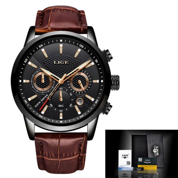 New LIGE Men's Watches Top Brand Luxury Men Wrist Watch Man Leather Quartz Watch Sports Waterproof Male Clock Relogio Masculino - Image 4