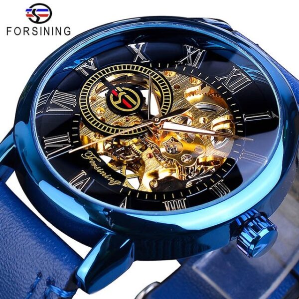 New Men Forsining Black Gold Watch 3d Logo Design Hollow Engraving Black Gold Case Leather Skeleton Mechanical Watches Men Luxury Brand Heren Horloge - Image 17