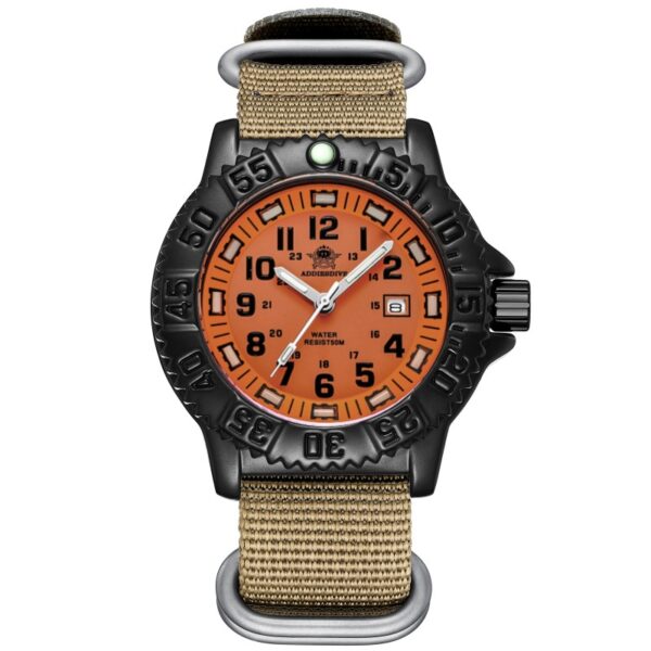 Addies Dive Men Fashion Casual Watch Calendar Display 50m Waterproof Tube Luminous Watch Orange Dial Rotating Bezel Quartz Watch - Image 9