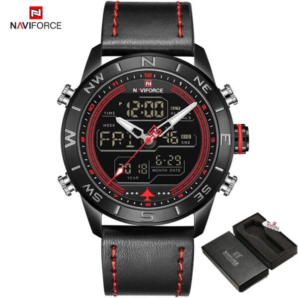 Luxury Brand Men NAVIFORCE 9144 Army Military Watch Digital Leather Sport waterproof Watches Quartz Men Clock Relogio Masculino - Image 7