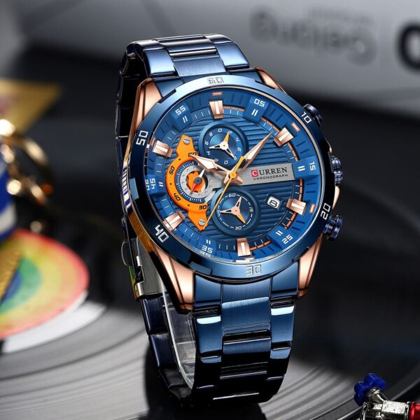 Chronograph Men Watches for Sport Casual Stainless Steel Luminous Wristwatches for Male Creative Design Quartz Clock - Image 8