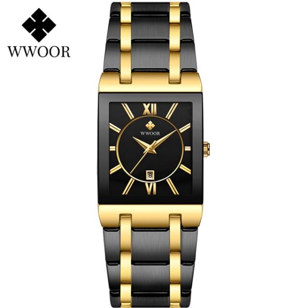 Relogio Masculino WWOOR Gold Watch Men Square Mens Watches Top Brand Luxury Golden Quartz Stainless Steel Waterproof Wrist Watch - Image 12