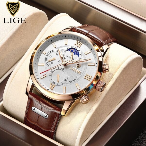 New Mens Watches LIGE Top Brand Luxury Leather Casual Quartz Watch Men Sport Waterproof Clock Watch Relogio Masculino+Box - Image 15