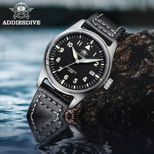 ADDIESDIVE Automatic NH35 Movement Pilot Watch C3 luminous Black Dial and 39mm Case waterproof Sapphire glass 200M Dive watches - Image 14