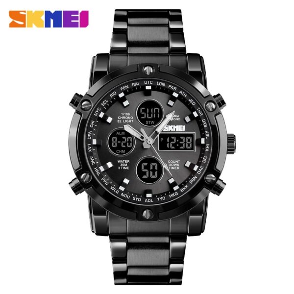 Fashion Men Wristwatch SKMEI Watch Sport Digital Bracelet 3 Time Countdown Mens Clock Stainless Steel Watches  Male Business - Image 5