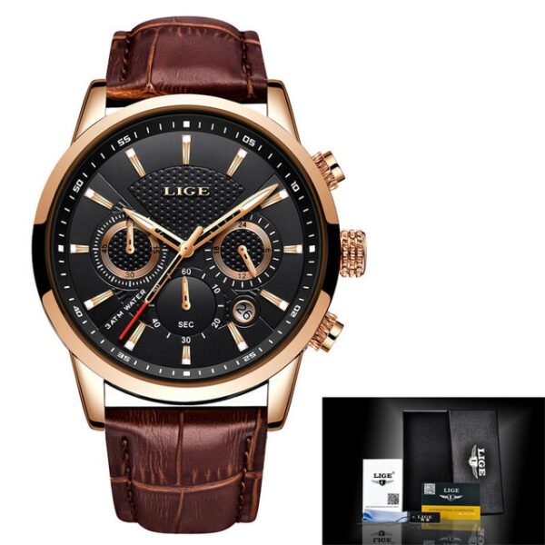 New LIGE Men's Watches Top Brand Luxury Men Wrist Watch Man Leather Quartz Watch Sports Waterproof Male Clock Relogio Masculino - Image 8