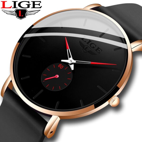 LIGE New Silicone Watches Mens Casual Fashion Sport Waterproof Clock Top Brand Luxury Quartz Men Watch