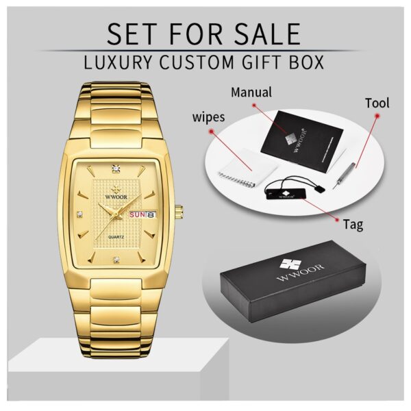 New Square Watch Men - Luxury Stainless Steel Gold Quartz Wristwatch - Image 5