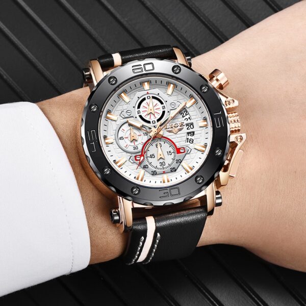 Men Watches Fashion Sport Leather Watch Mens Luxury Date Waterproof Quartz Chronograph - Image 10