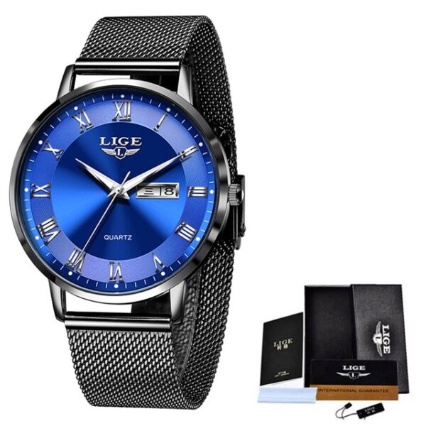 LIGE Brand Women Watches Ultra-thin Luxury Quartz Watch Fashion Ladies Clock Stainless Steel Waterproof Calendar Week Wristwatch - Image 3