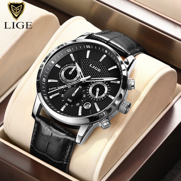 New Mens Watches LIGE Top Brand Luxury Leather Casual Quartz Watch Men Sport Waterproof Clock Watch Relogio Masculino+Box - Image 12