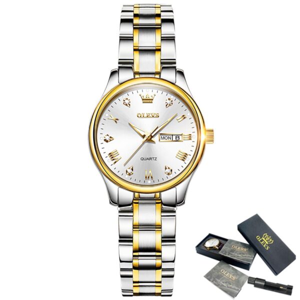 Watches Luxury Brands Fashion Rhinestone Stainless Steel Dual Calendar Quartz Ladies Wristwatches 5563 Reloj Mujer - Image 7