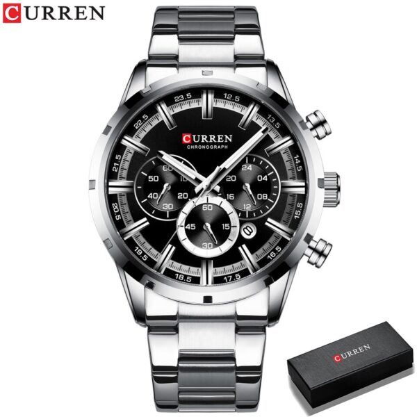 Men Watch Blue Dial Stainless Steel Band Date Mens Business Male Watches Waterproof Luxuries Men Wrist Watches for Men - Image 10