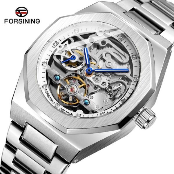 Forsining Fashion Mens Watches Automatic Mechanical Stainless Steel Fashion Business Skeleton Wrist watch Relogio Masculino - Image 4