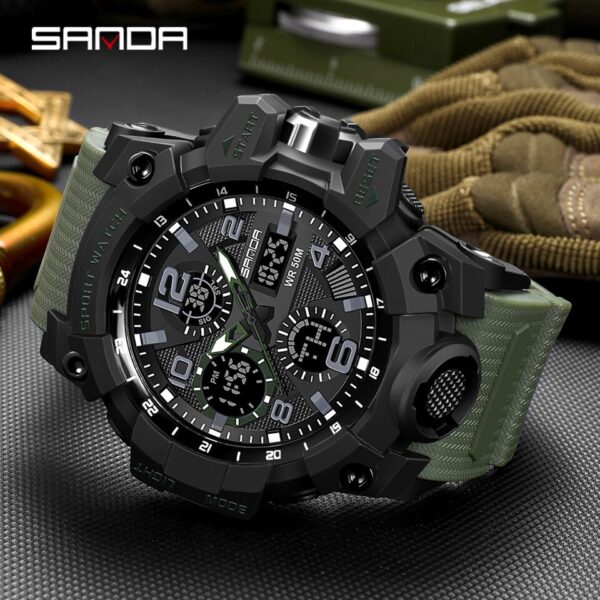 Sports Military Men Watches Waterproof Dual Display Quartz Wristwatch For Male Clock Stopwatch Relogios Masculino - Image 2