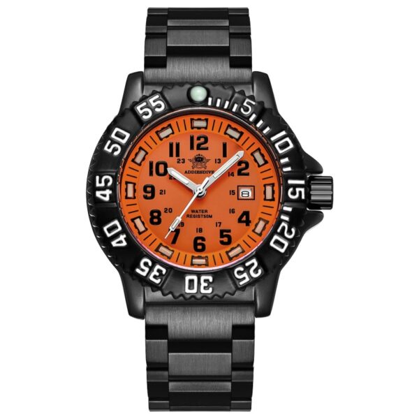 Addies Dive Men Fashion Casual Watch Calendar Display 50m Waterproof Tube Luminous Watch Orange Dial Rotating Bezel Quartz Watch - Image 4