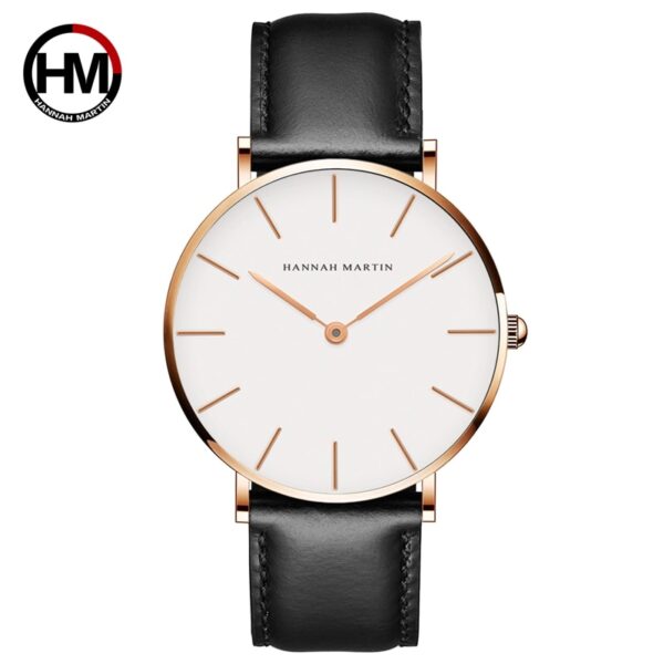 High Quality Rose Gold Dial Watch Men Leather Waterproof Wristwatch Women Dress Fashion Japan Quartz Movement Saat - Image 4