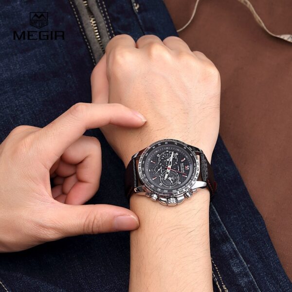 Man Quartz wristwatch brand waterproof leather watches for men casual black watch for male - Image 6