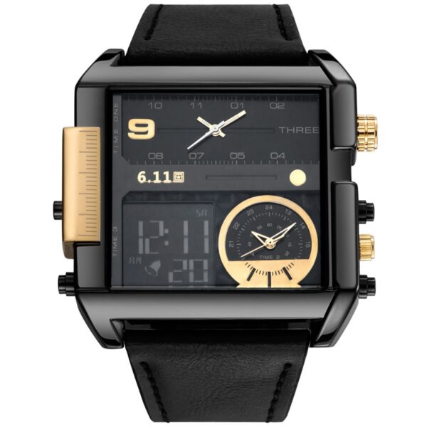 Square Watches Men LED Waterproof Multiple Time Zone Men Watches Luxury Brand Relogio Masculino Montre Homme Sport Watch - Image 3