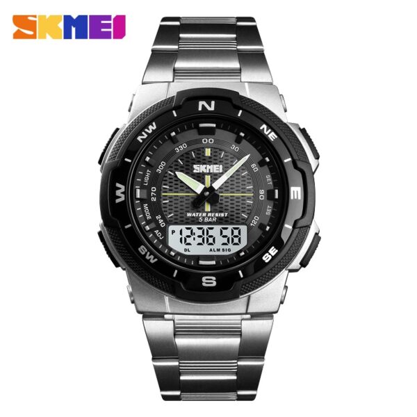 Men Watch Fashion Sport Watches Stainless Steel Strap Mens Watches Stopwatch Chronograph Waterproof Wristwatch Men - Image 3