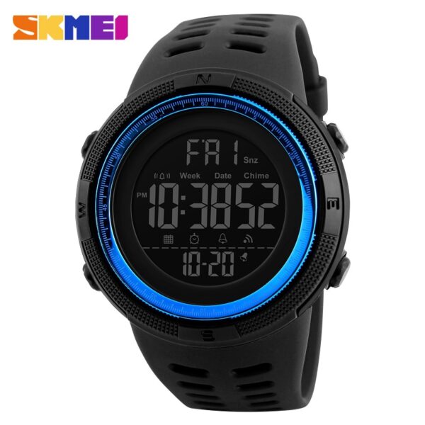 Chrono Digital Watches Mens Sport Countdown Wristwatches Men 2 time Alarm Clock Watches Male reloj hombre 1251 - Image 4