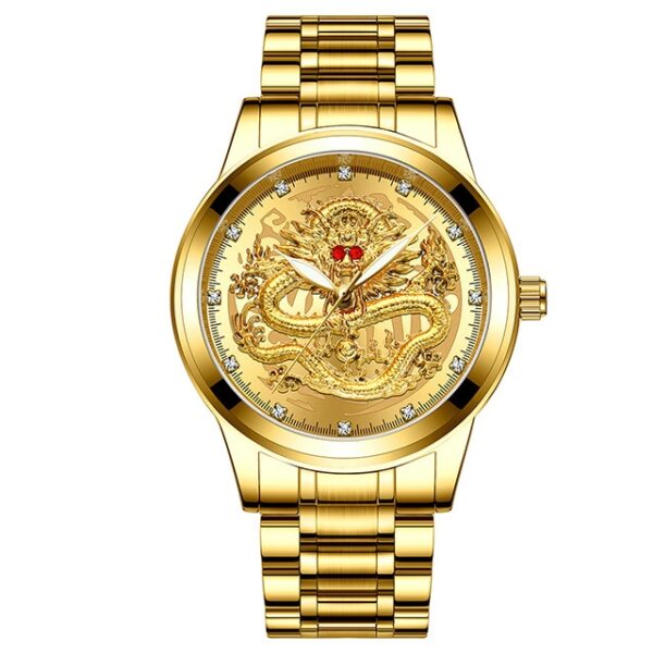 Luxury Embossed Gold Dragon Watch Men Full Steel Waterproof Watch Men Diamond Ruby Fashion Casual Japan Quartz Clock - Image 9