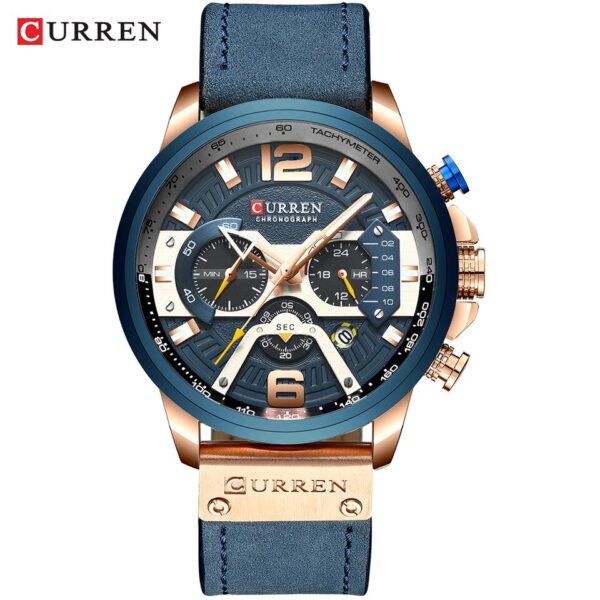 Men Watches Top Brand Luxury Blue Leather Chronograph Sport Watch For Men Fashion Date Waterproof Clock Reloj Hombre - Image 11