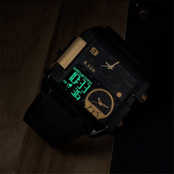 Square Watches Men LED Waterproof Multiple Time Zone Men Watches Luxury Brand Relogio Masculino Montre Homme Sport Watch - Image 7