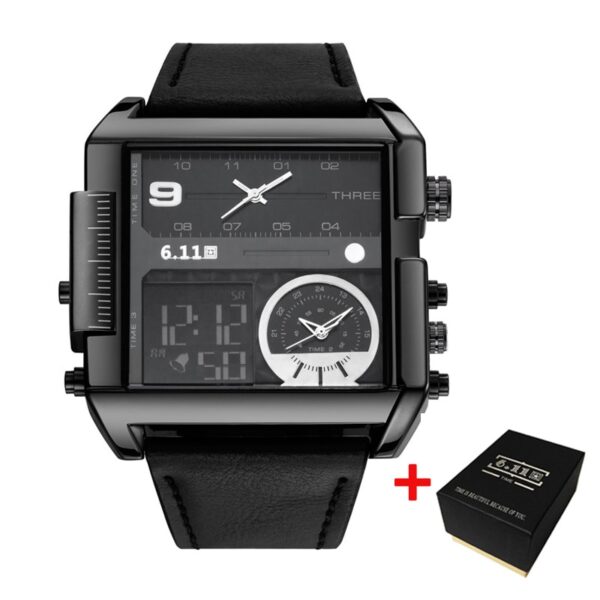 Square Watches Men LED Waterproof Multiple Time Zone Men Watches Luxury Brand Relogio Masculino Montre Homme Sport Watch - Image 9