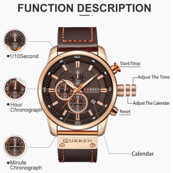 New Men Leather Sports Watches Men's Army Military Quartz Wristwatch Chronograph Male Clock Relogio Masculino - Image 9