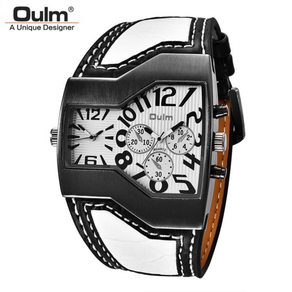 Classic Style Two Time Zone Men Watches PU Leather Wristwatch Male Quartz Clock Casual Man Hours relogio masculino - Image 2