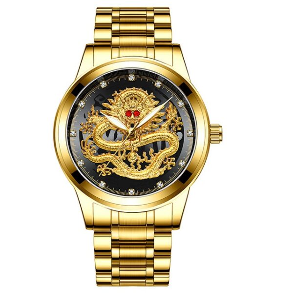 Luxury Embossed Gold Dragon Watch Men Full Steel Waterproof Watch Men Diamond Ruby Fashion Casual Japan Quartz Clock - Image 6