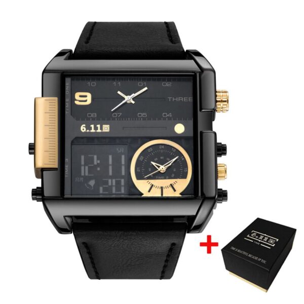 Square Watches Men LED Waterproof Multiple Time Zone Men Watches Luxury Brand Relogio Masculino Montre Homme Sport Watch - Image 5