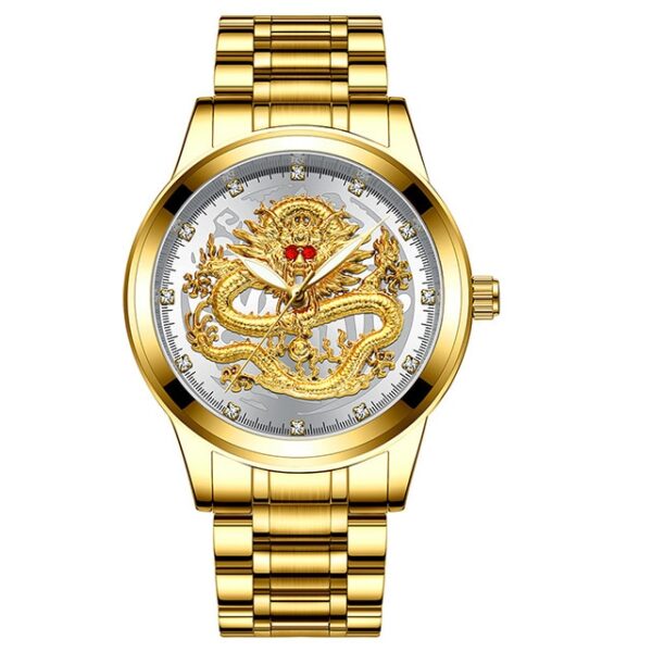 Luxury Embossed Gold Dragon Watch Men Full Steel Waterproof Watch Men Diamond Ruby Fashion Casual Japan Quartz Clock - Image 7