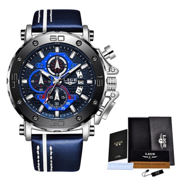 Men Watches Fashion Sport Leather Watch Mens Luxury Date Waterproof Quartz Chronograph - Image 9