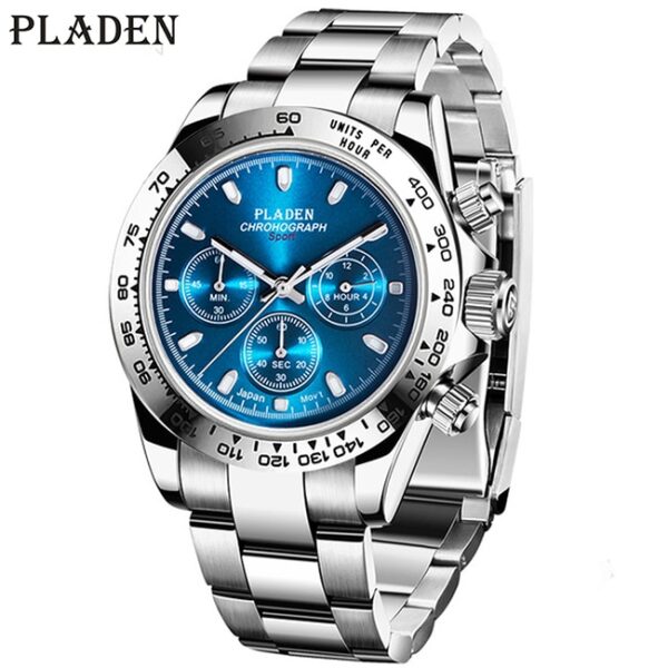 New Watch For Men Luxury Stainless Steel Chronograph Sport Wristwatch Business Luminous Dive male Clock - Image 3