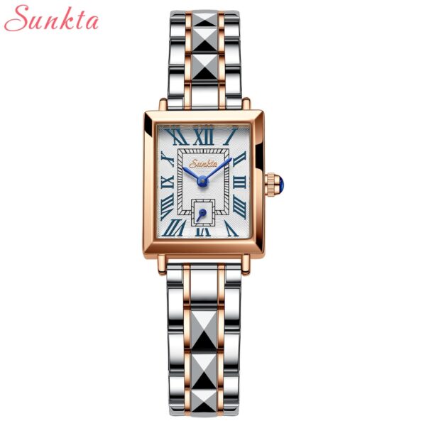 Women Watches Fashion Square Ladies Quartz Watch Bracelet Set Dial Simple Rose Gold Luxury Women Watches - Image 4