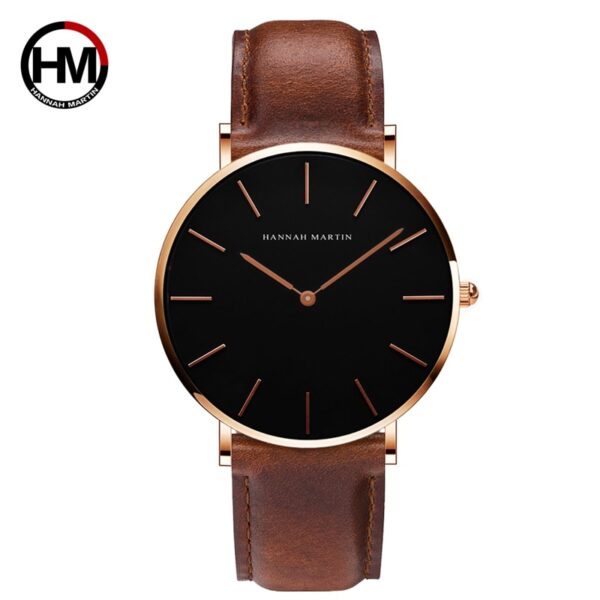 High Quality Rose Gold Dial Watch Men Leather Waterproof Wristwatch Women Dress Fashion Japan Quartz Movement Saat - Image 14