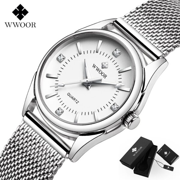 Luxury Brand Dress Gold Watch Ladies Elegant Diamond Small Quartz Wrist Watches For Women Steel Mesh Clock zegarek damski - Image 9