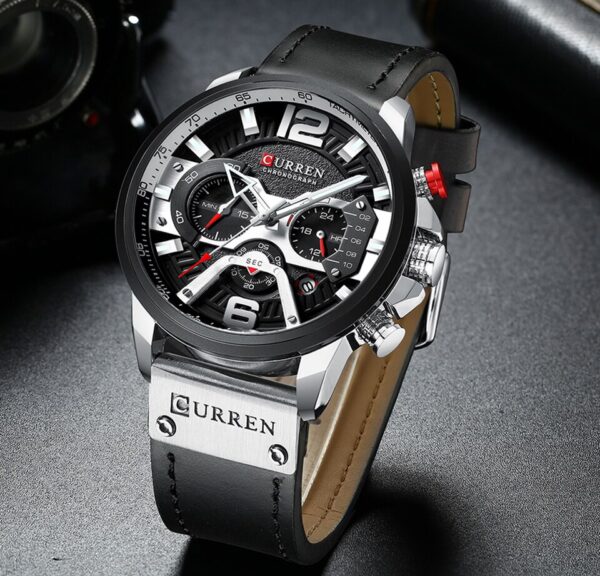 New Casual Sport Watches for Men Top Brand Luxury Military Leather Wrist Watch Man Clock Fashion Chronograph Wristwatch - Image 9